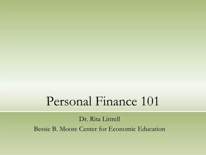 personal finance 101 presentation