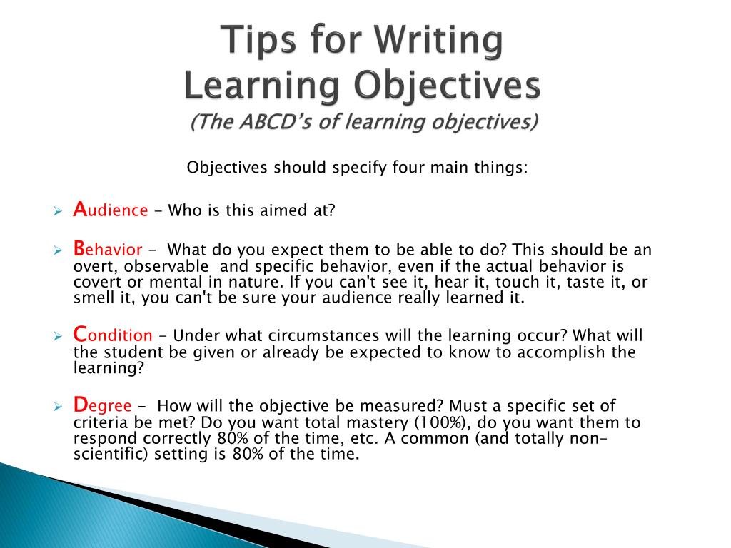 writing assignment objectives