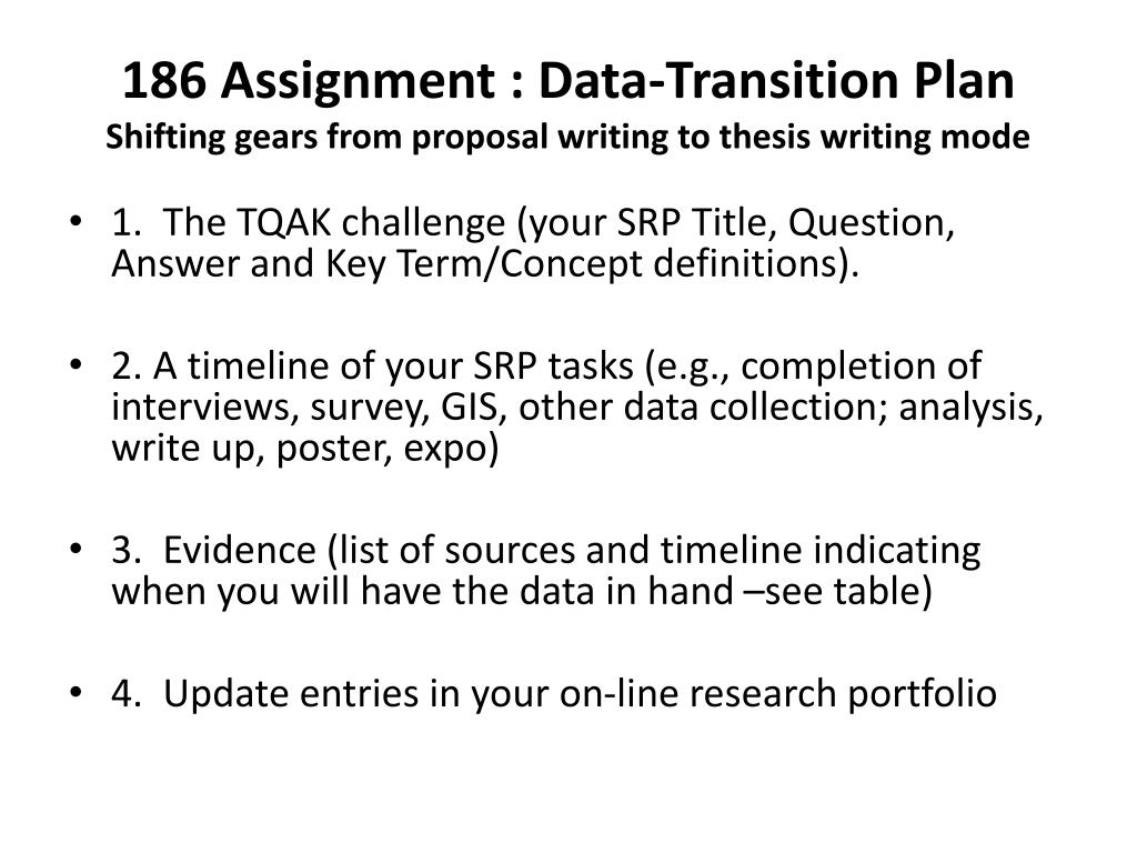 PPT - 28 Assignment : Data-Transition Plan Shifting gears from