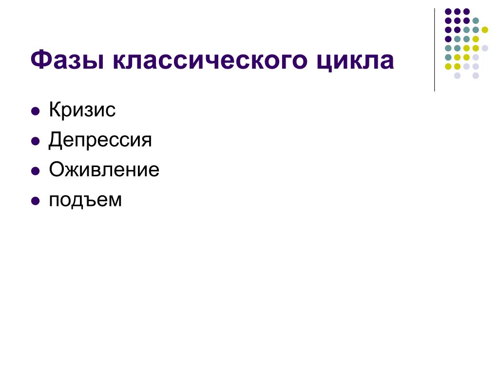 Какое слово пропущено в схеме кризис депрессия оживление