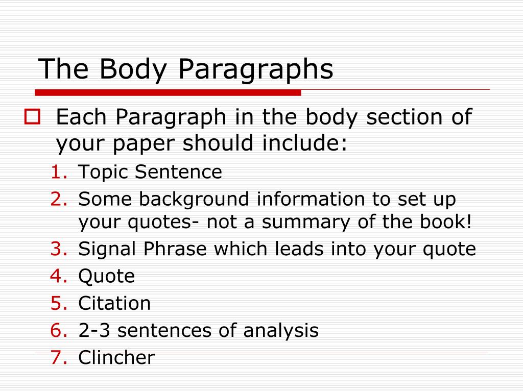 Body Paragraph Template
