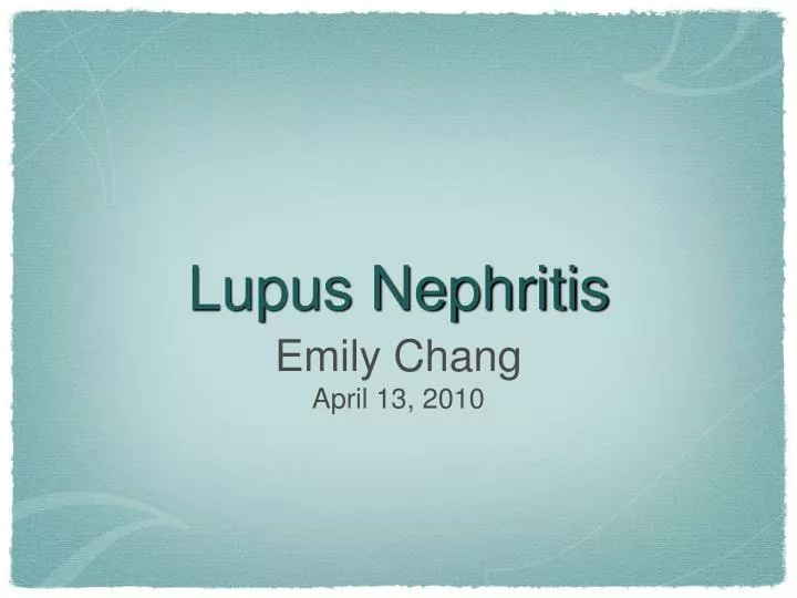 lupus nephritis n.