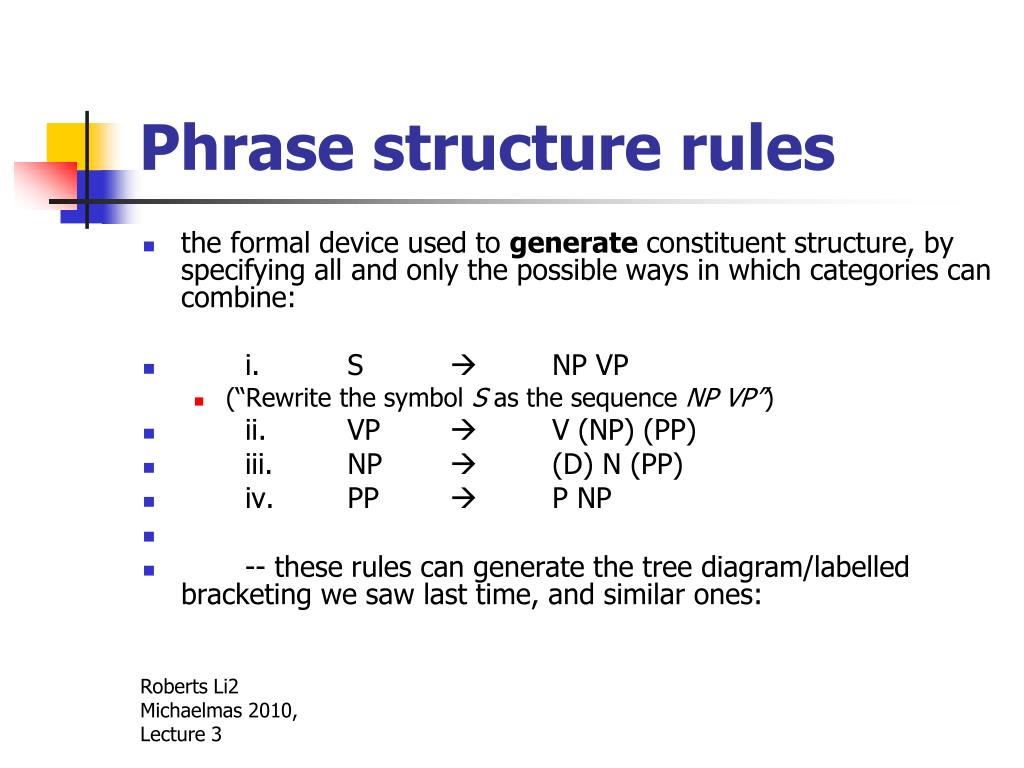 PPT Lecture Three Phrase Structure Rules PowerPoint Presentation Free Download ID 3764177
