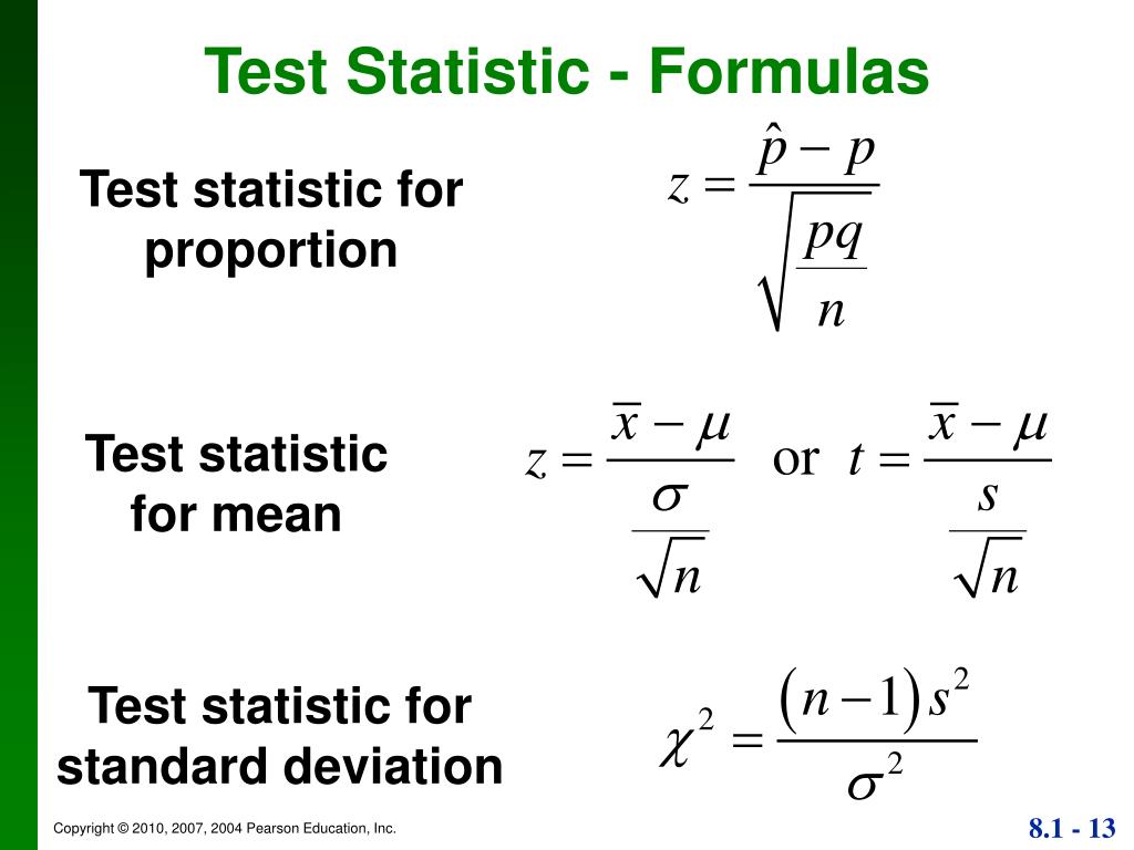 hypothesis test statistic equation