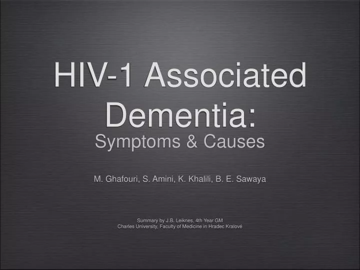 hiv 1 associated dementia n.