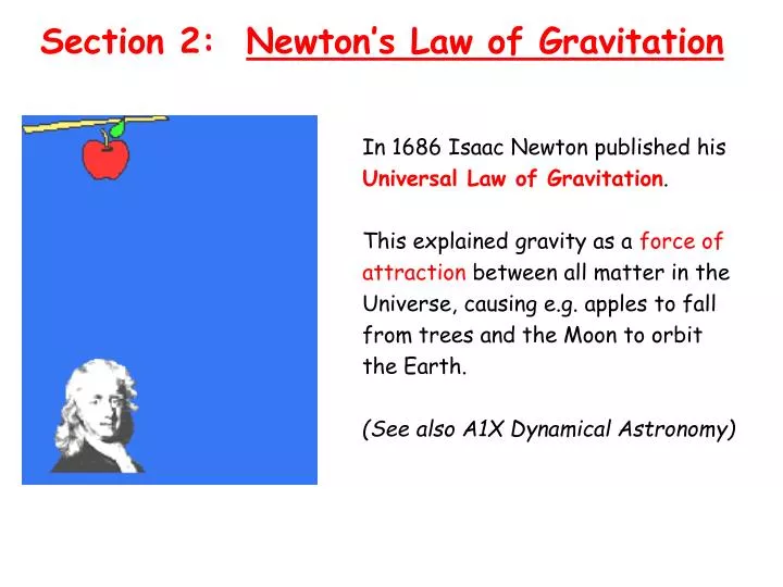 PPT Section 2 Newton’s Law of Gravitation PowerPoint
