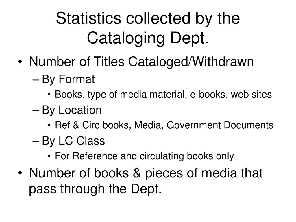 PPT - Library Collection Statistics Using Sirsi Reports PowerPoint ...