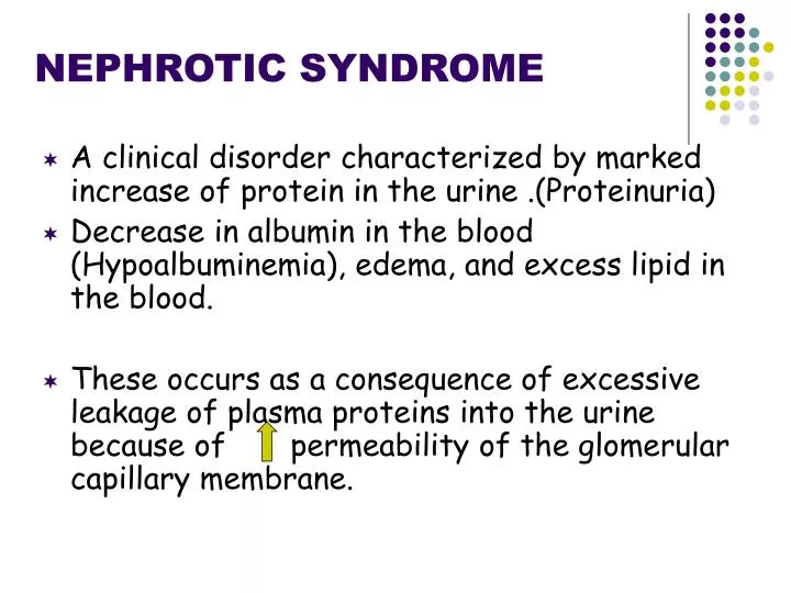 presentations of nephrotic syndrome