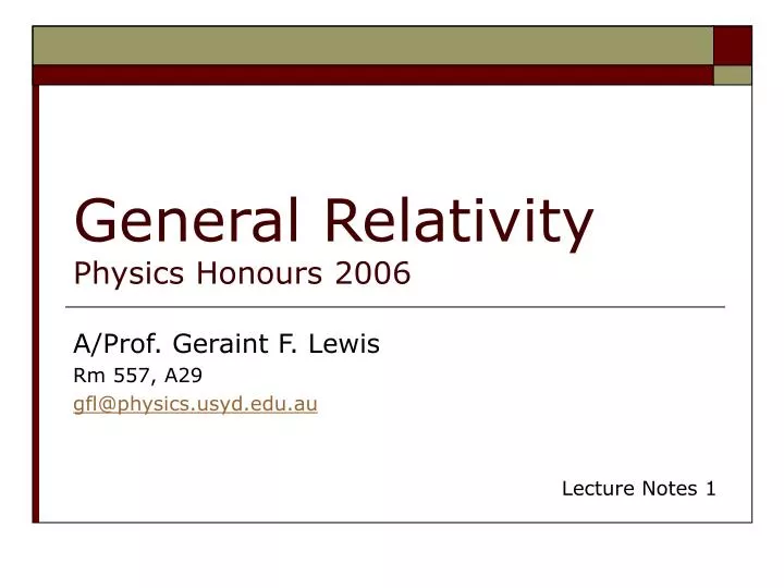 general relativity physics honours 2006 n.