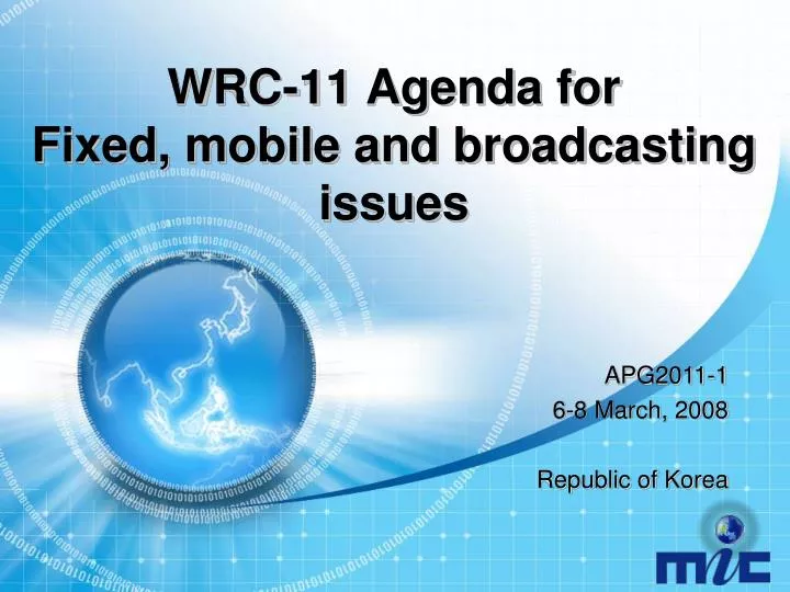 wrc 11 agenda for fixed mobile and broadcasting issues n.