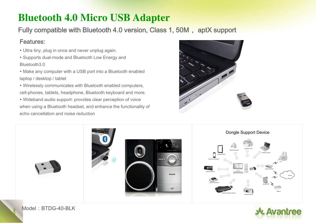 Bluetooth® 4.0 Dual-Mode micro-USB Adapter
