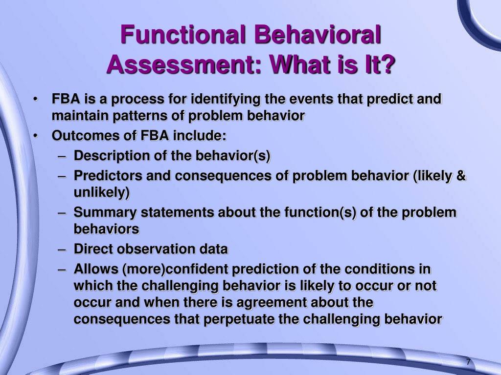 Ppt Functional Behavior Assessment And Behavior Support Planning
