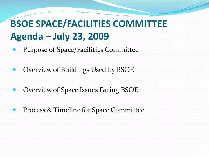 bsoe space facilities committee agenda july 23 2009 n.