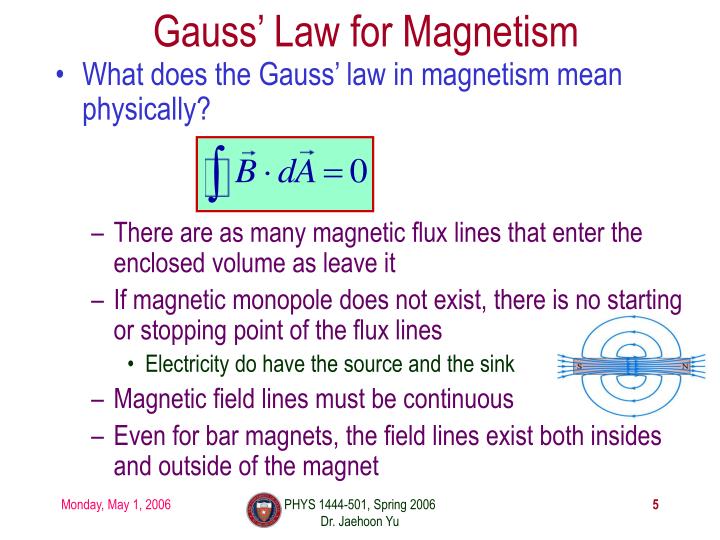 gauss law for magnetism and electricity gauss law for magnetism and electricity