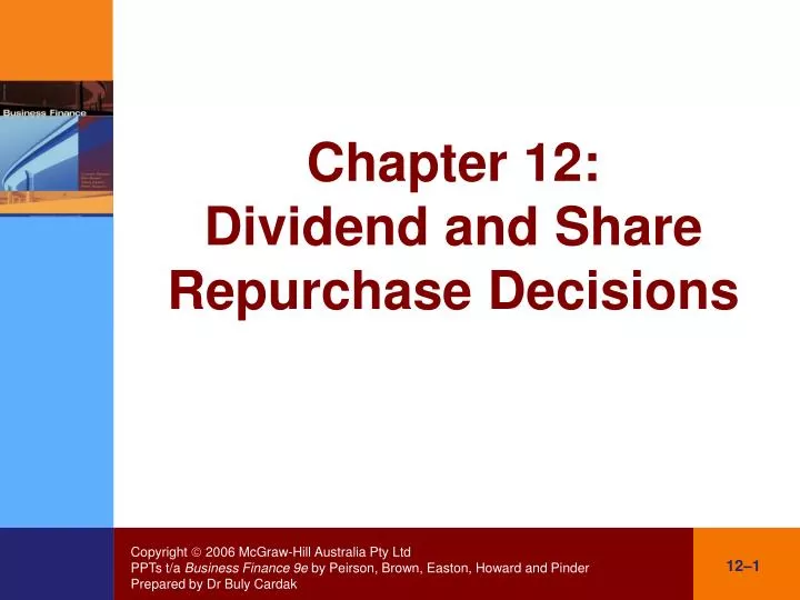 PPT Chapter 12 Dividend and Share Repurchase Decisions PowerPoint
