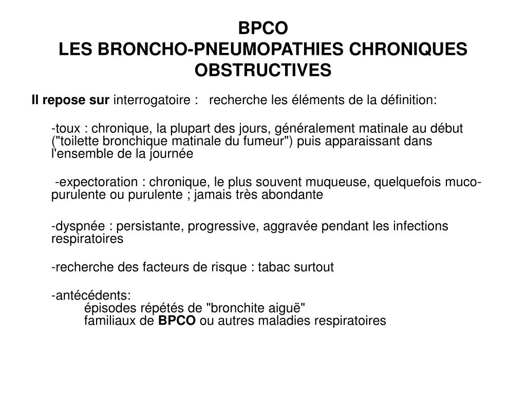 PPT - BRONCHIQUE CHRONIQUE PowerPoint Presentation, free download -  ID:3785114