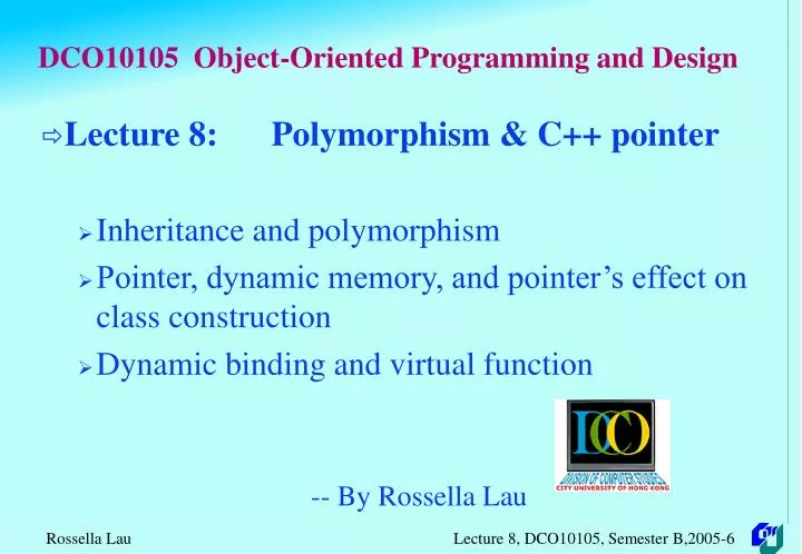 PPT - DCO10105 Object-Oriented Programming and Design PowerPoint ...