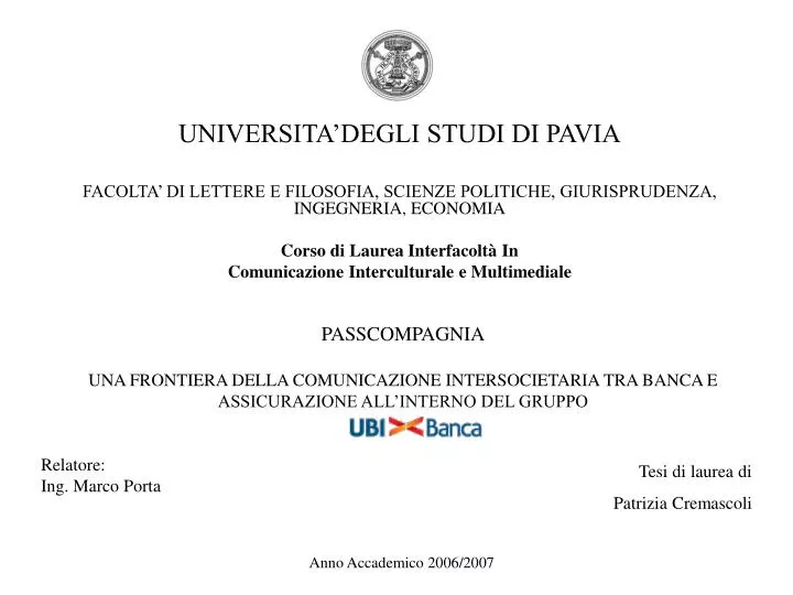 Ppt Universita Degli Studi Di Pavia Powerpoint Presentation