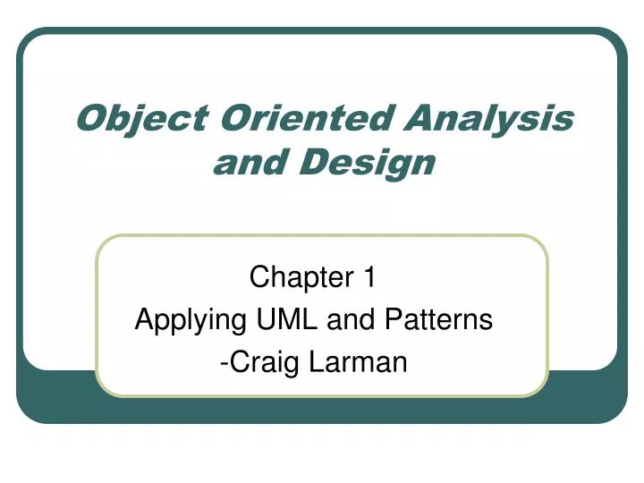 object oriented analysis and design n.