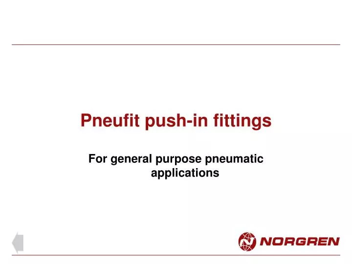 pneufit push in fittings n.