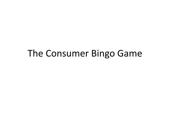 the consumer bingo game n.
