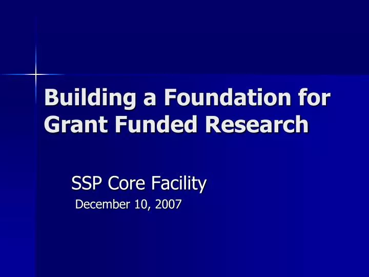 building a foundation for grant funded research n.