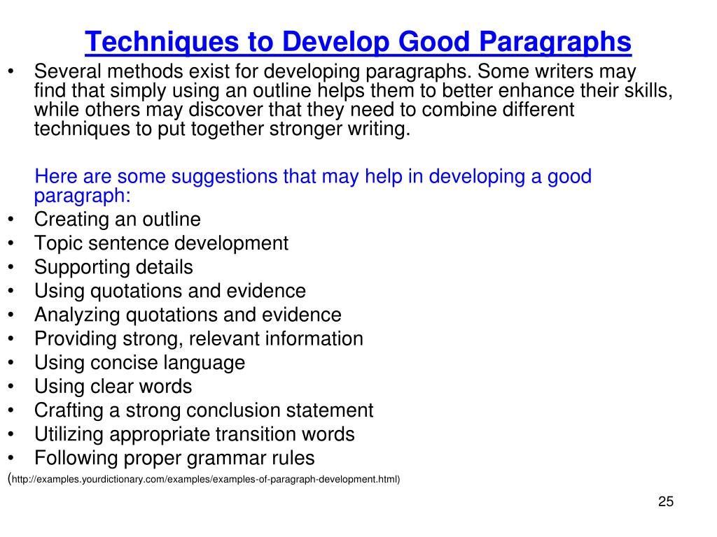 types of paragraph development with examples