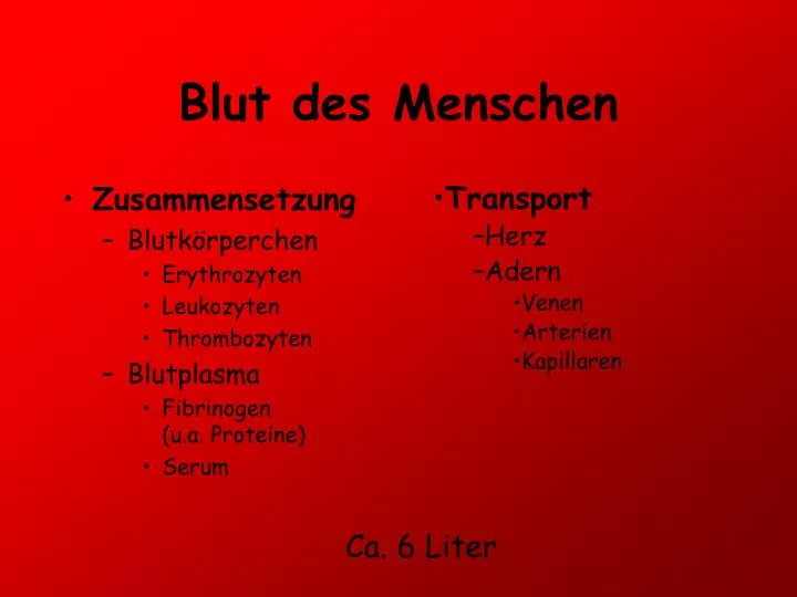 Ppt Blut Des Menschen Powerpoint Presentation Free Download