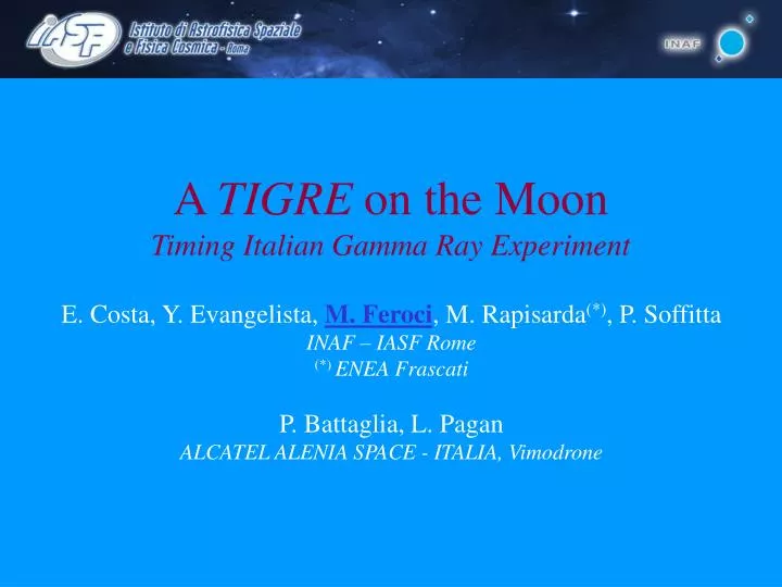 a tigre on the moon timing italian gamma ray experiment n.