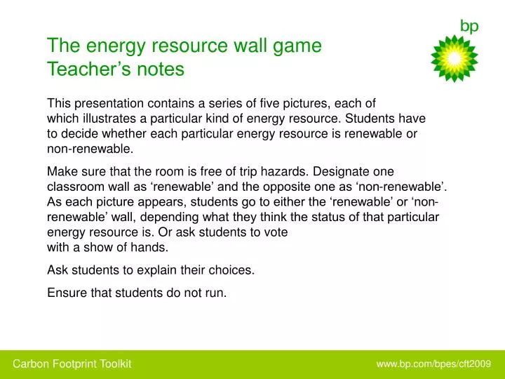 the energy resource wall game teacher s notes n.