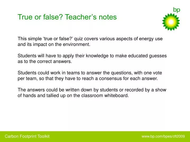PPT - True or false? Teacher’s notes PowerPoint Presentation, free ...