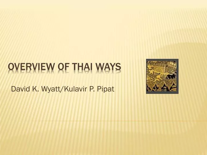 overview of thai ways n.