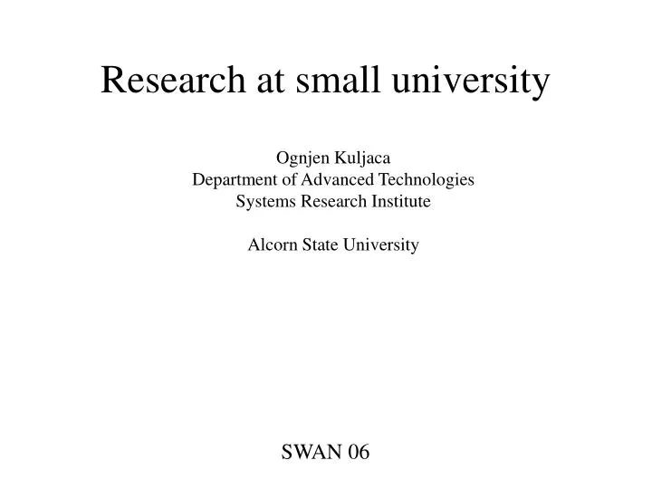research at small university n.