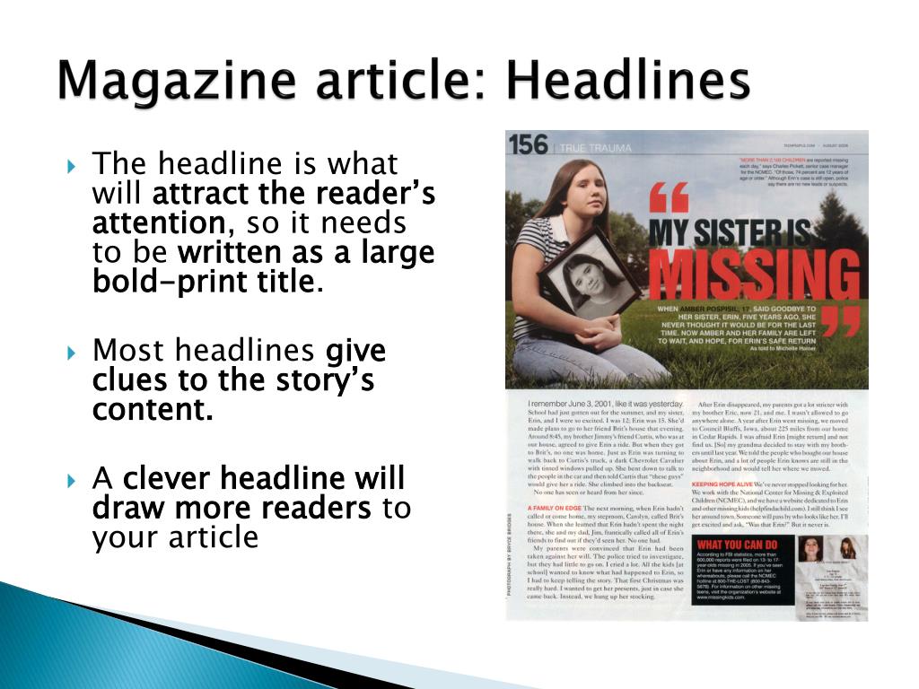 magazine article presentation