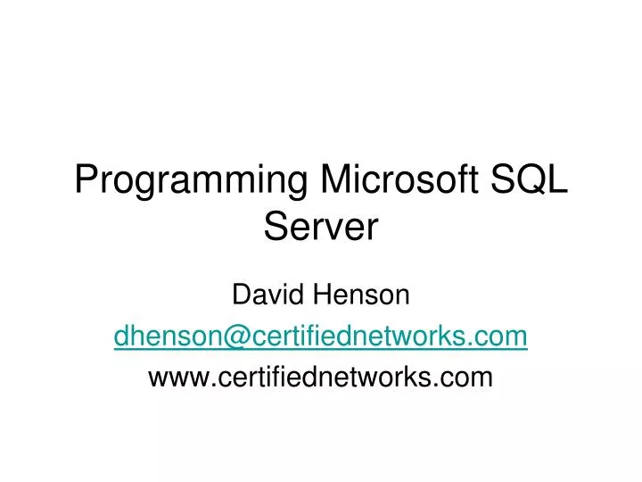 Ppt Programming Microsoft Sql Server Powerpoint Presentation