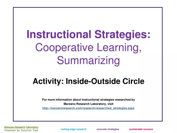 instructional strategies cooperative learning summarizing n.