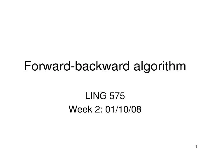 forward backward algorithm n.