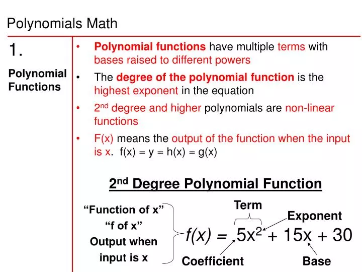 PPT - 1. Polynomial Functions PowerPoint Presentation, free download ...