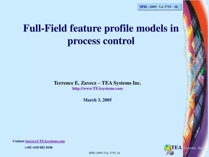 full field feature profile models in process control n.