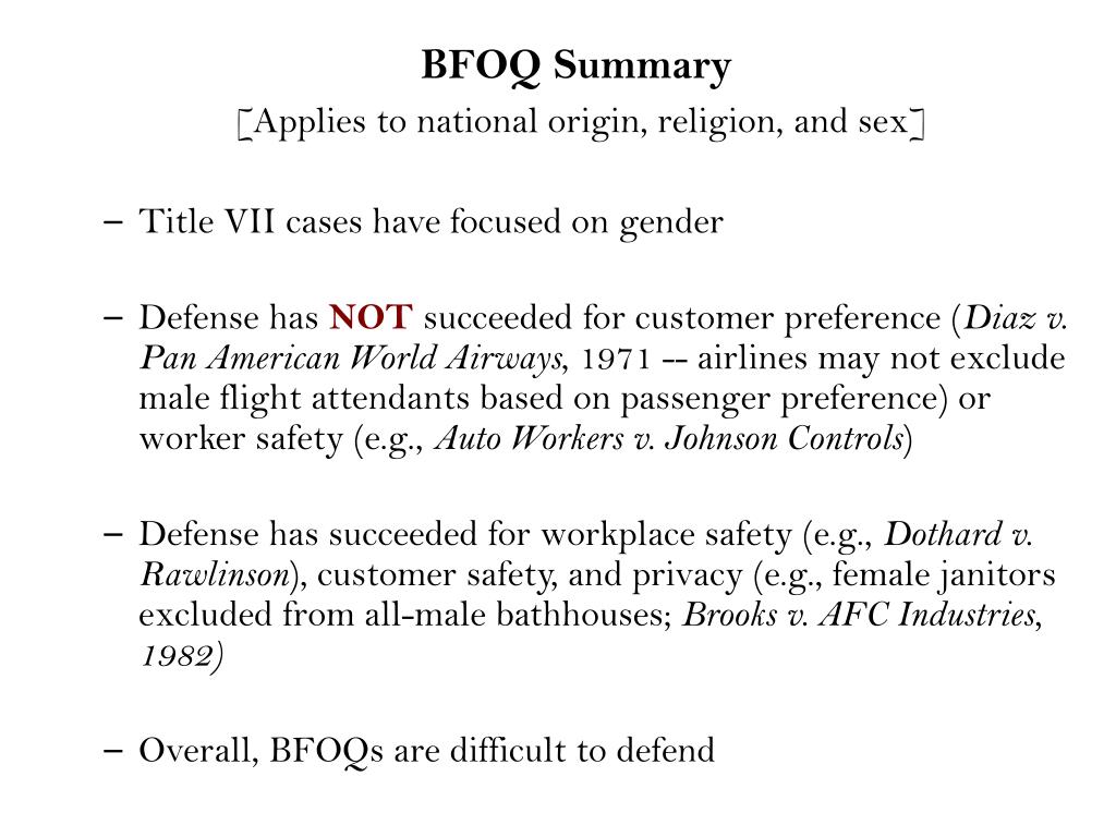 Реферат: Bona Fide Occupational Qualification Bfoq Essay Research