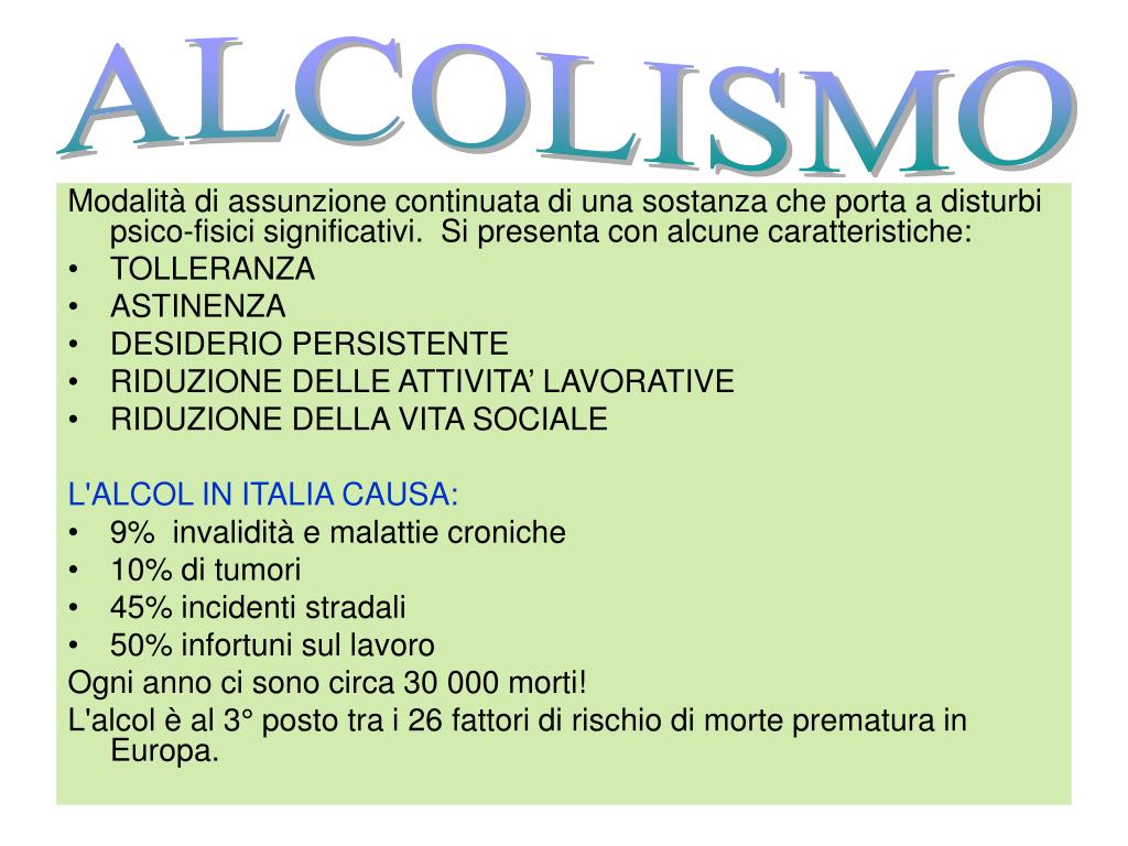 Che Cos è L Alcol Etilico PPT - L' alcol e l'alcolismo PowerPoint Presentation, free download