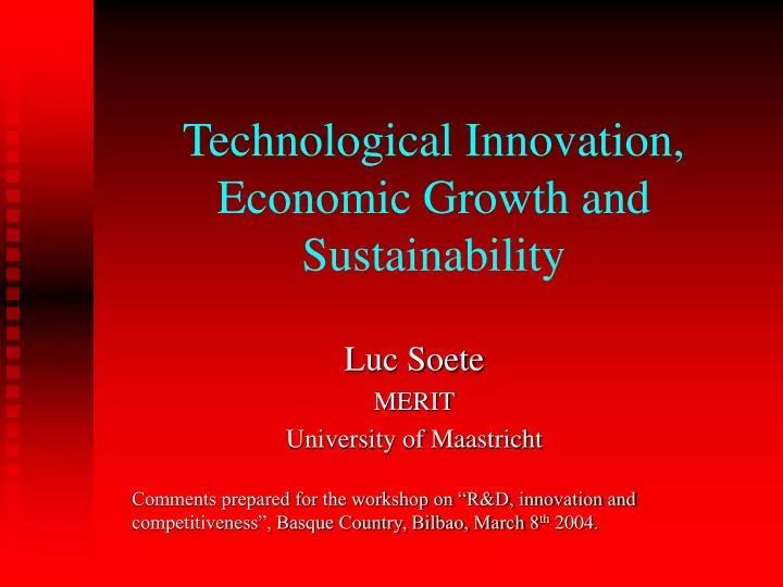 technological innovation economic growth and sustainability n.