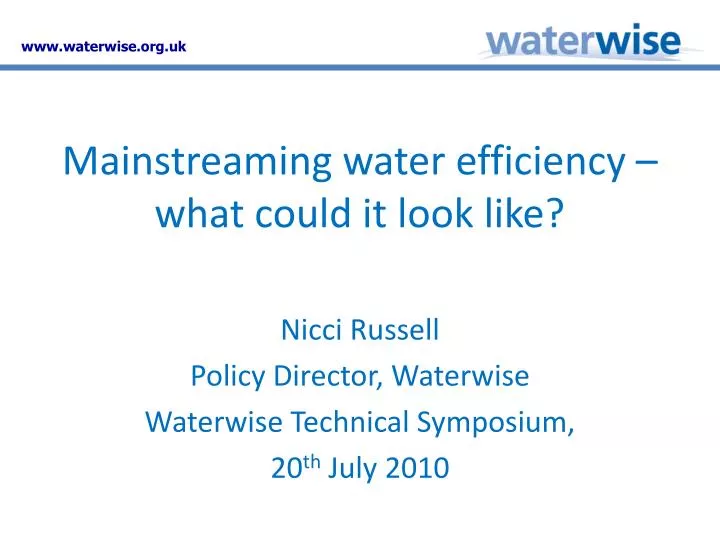 mainstreaming water efficiency what could it look like n.