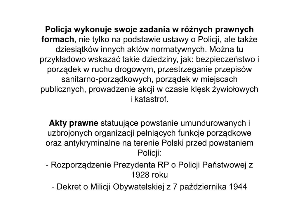 PPT - Ustawa z dnia 6 kwietnia 1990 r. o Policji Rozdział 1 Przepisy