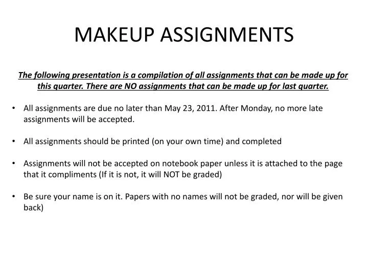 definition make up assignment