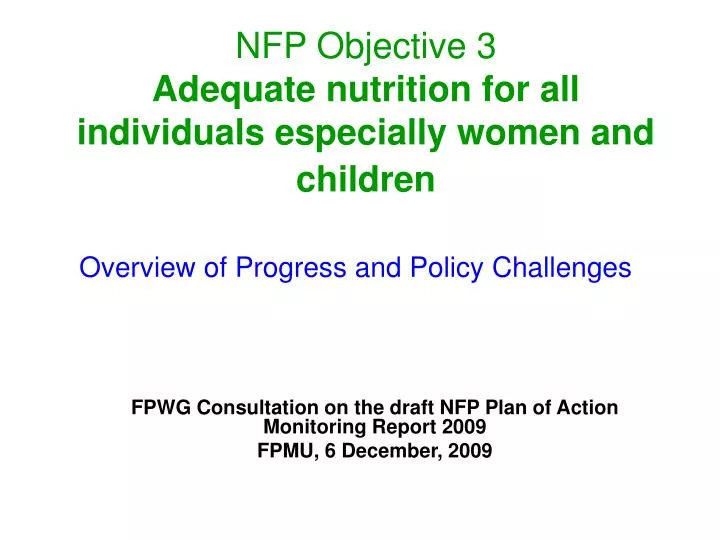 nfp objective 3 adequate nutrition for all individuals especially women and children n.