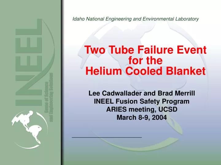 two tube failure event for the helium cooled blanket n.