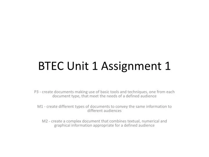 btec unit 1 assignment 1