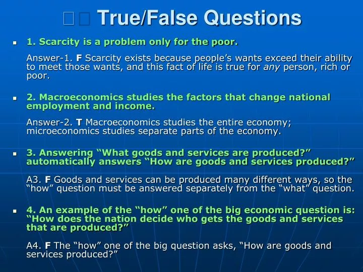 true false questions n.