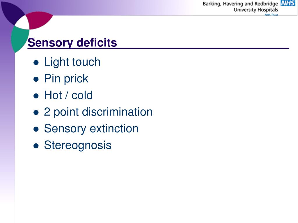 PPT Motor and sensory deficits post stroke Judith CroxonStroud Clinical specialist